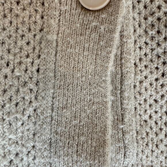 Michael Stars Cozy Open Knit Neutral Tan Cardigan Grandpa Sweater Small - Picture 9 of 9